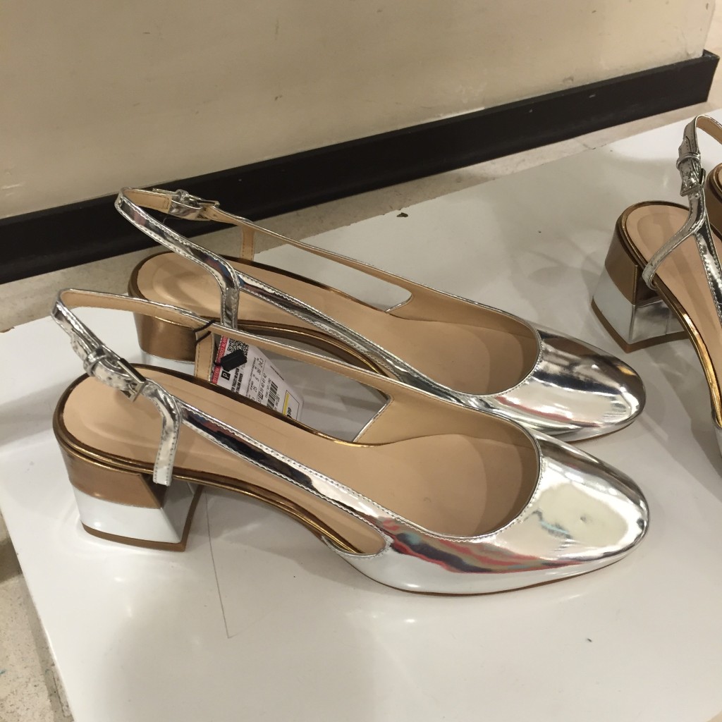 ZARA Laminated block heel slingbacks