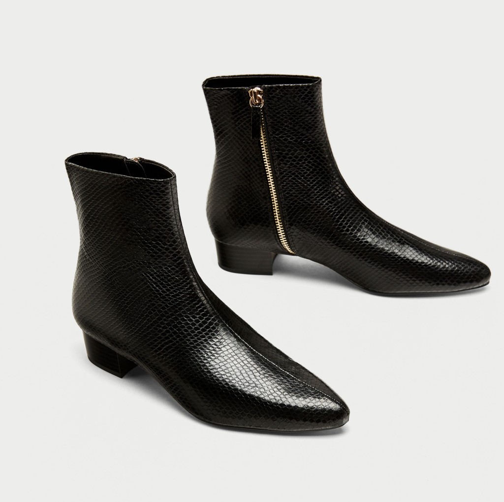 zara-flat-embossed-ankle-boots